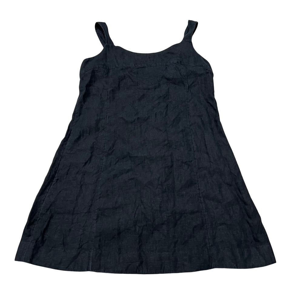 J Jill Black‎ 100% Linen Shift Dress Coastal Minimalist Capsule Wardrobe M